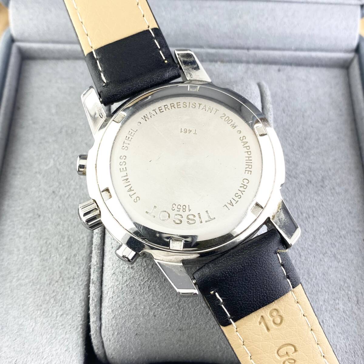 【1円〜】TISSOT ティソ 腕時計 メンズ クロノグラフ PRC200 ホワイト文字盤 ラウンドフェイス T461 デイト 可動品の画像6
