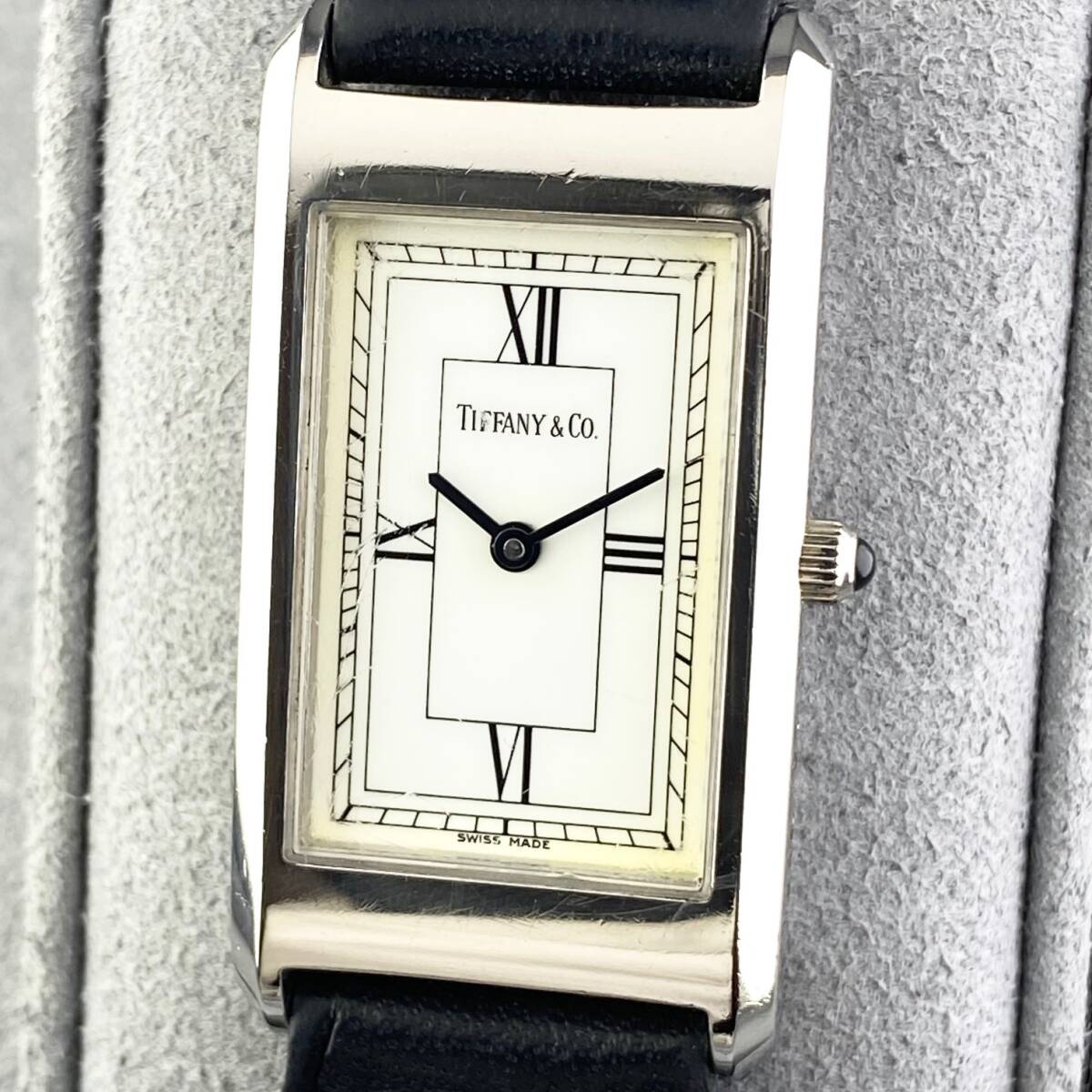【1円箱付】Tiffany & Co. ティファニー 腕時計 レディース ホワイト文字盤 ローマン スクエア 可動品の画像1