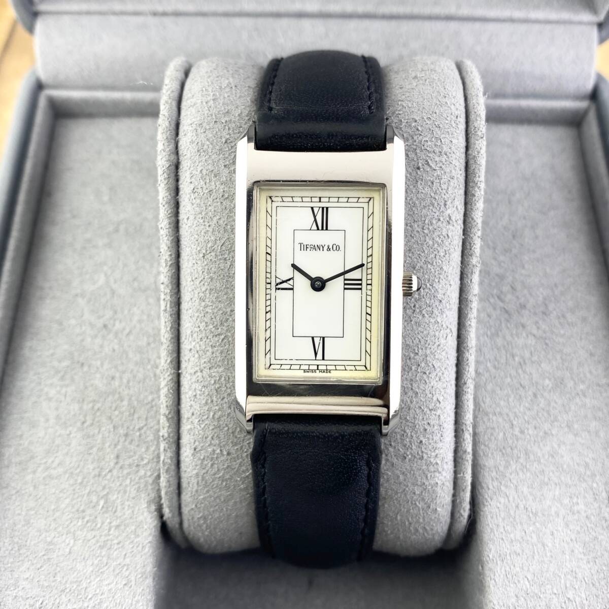 【1円箱付】Tiffany & Co. ティファニー 腕時計 レディース ホワイト文字盤 ローマン スクエア 可動品の画像7