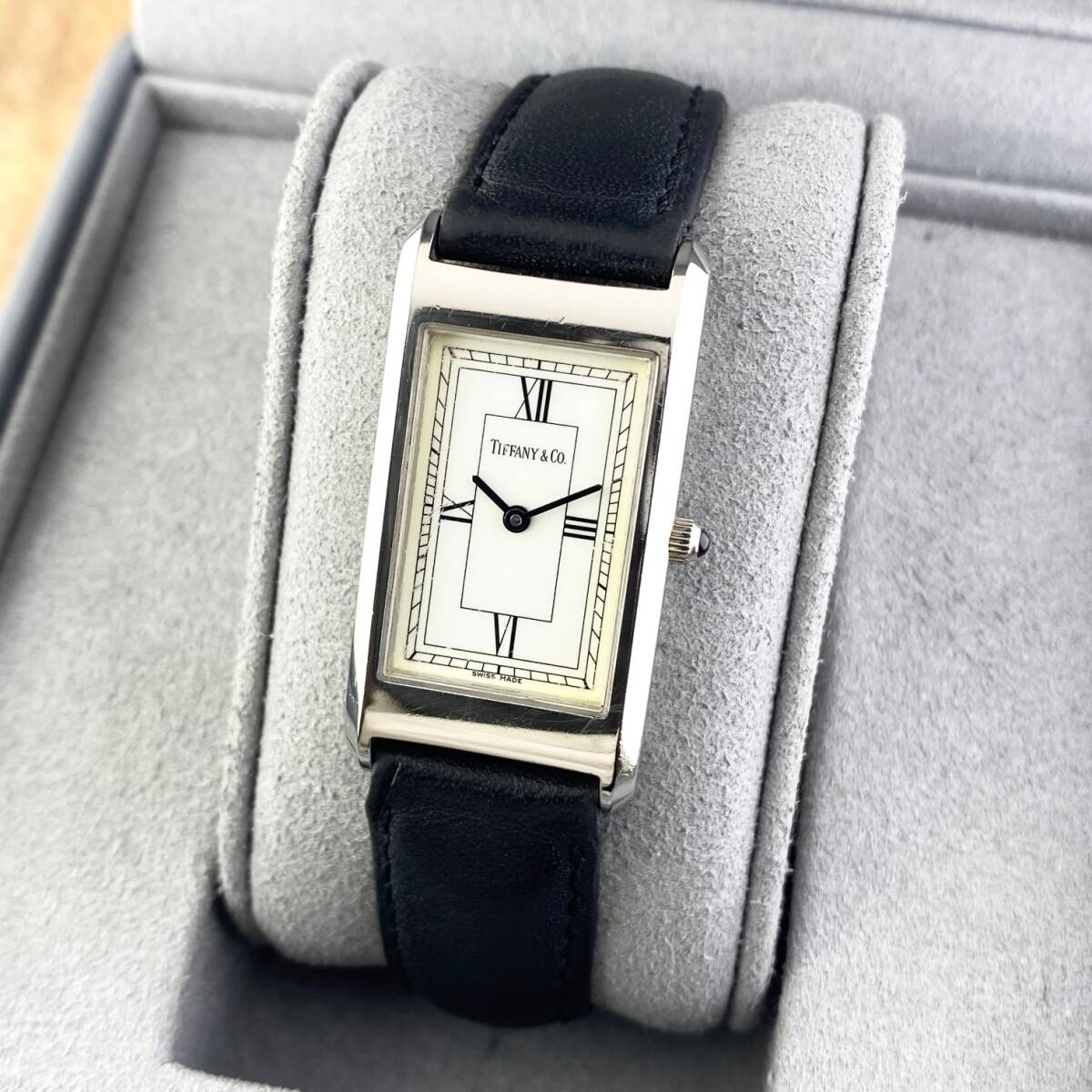 【1円箱付】Tiffany & Co. ティファニー 腕時計 レディース ホワイト文字盤 ローマン スクエア 可動品の画像2