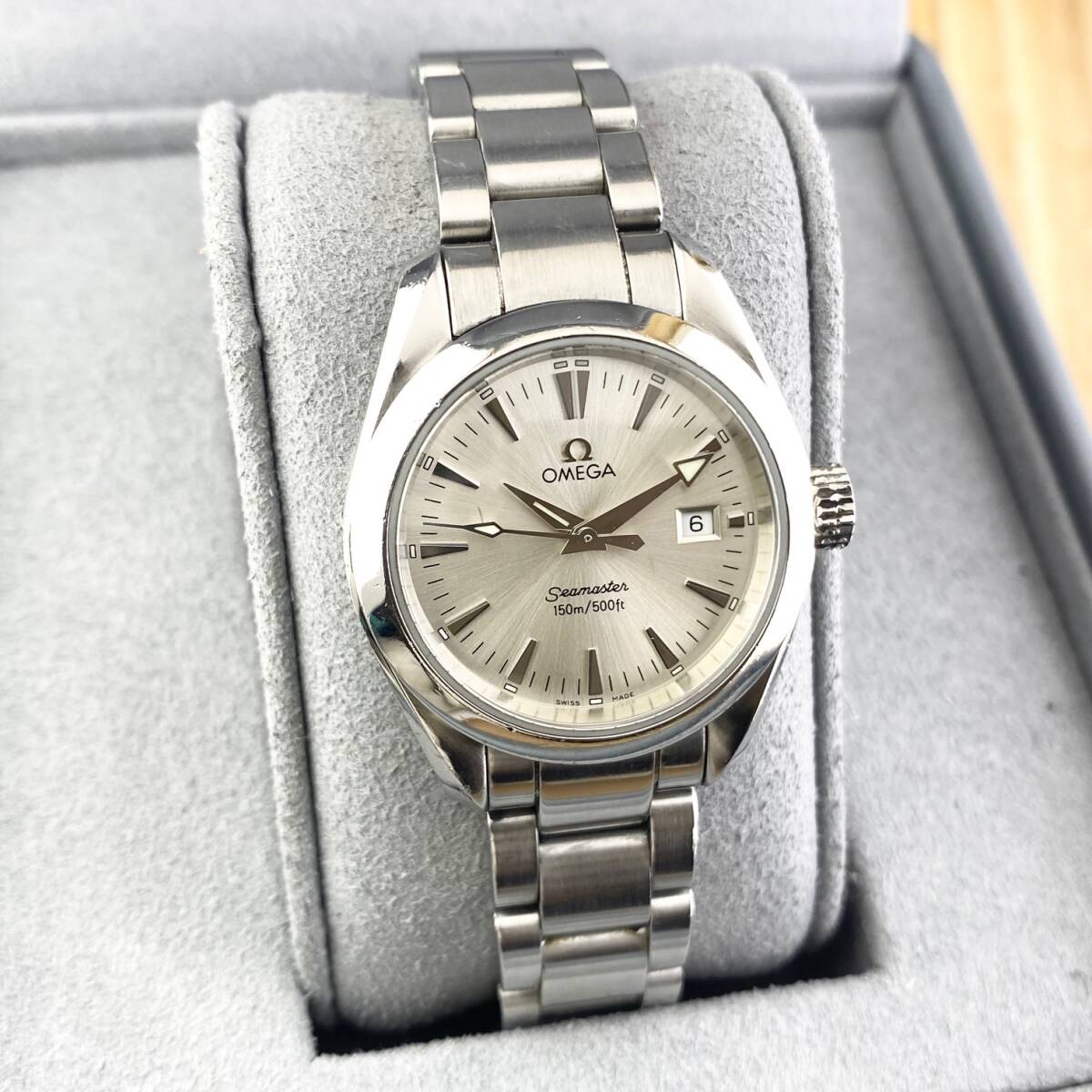 【1円〜】OMEGA オメガ 腕時計 レディース SEAMASTER シーマスター アクアテラ シルバー文字盤 150m/500ft デイト 可動品の画像3