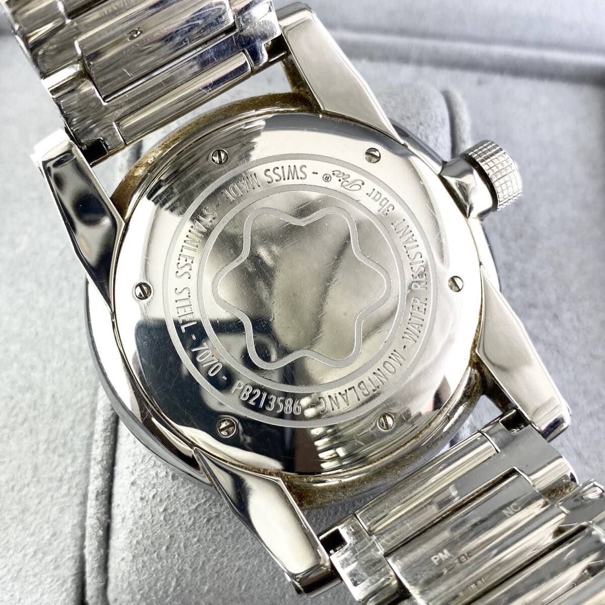 【1円箱付】MONTBLANC モンブラン 腕時計 メンズ AT 自動巻 タイムウォーカー 7070 ブラック文字盤 ラウンドフェイス デイト 正規品の画像6