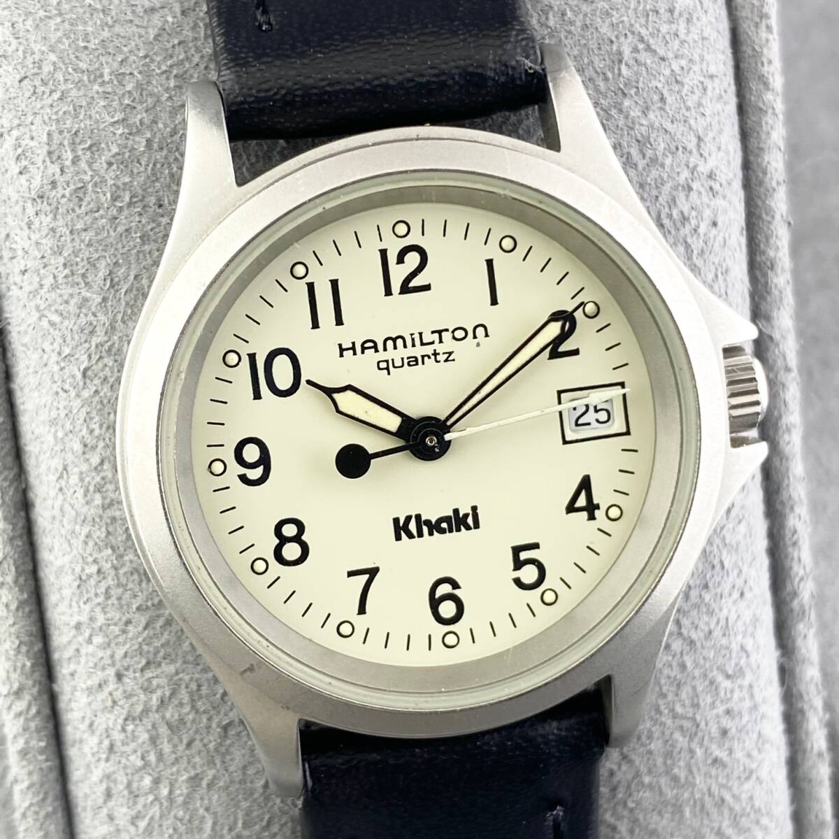 【1円〜】HAMILTON ハミルトン 腕時計 レディース KHAKI カーキ 9771B アイボリー文字盤 ラウンドフェイス デイト 可動品の画像4