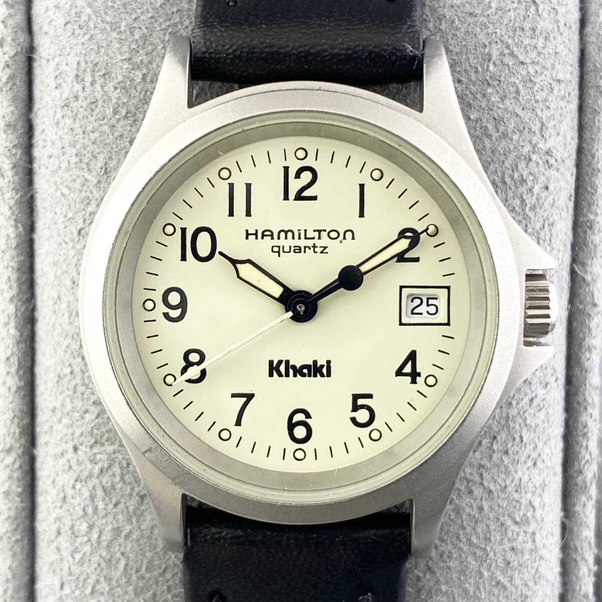 【1円〜】HAMILTON ハミルトン 腕時計 レディース KHAKI カーキ 9771B アイボリー文字盤 ラウンドフェイス デイト 可動品の画像8