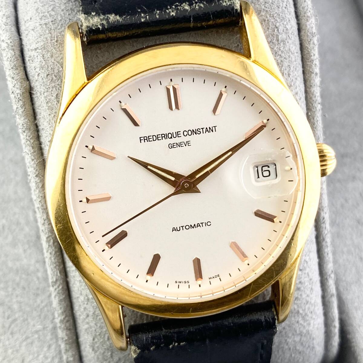 【1円〜】FREDERIQUE CONSTANT フレデリック コンスタント 腕時計 メンズ AT 自動巻 ホワイト文字盤 ゴールド 裏スケ デイト 可動品の画像4