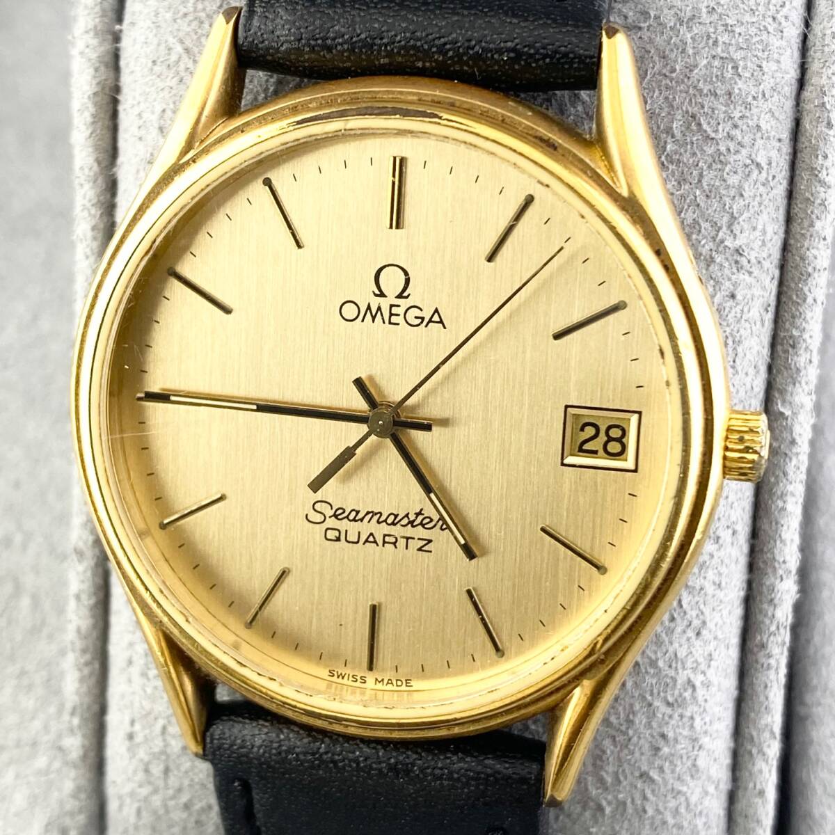 【1円〜】OMEGA オメガ 腕時計 メンズ SEAMASTER シーマスター ゴールド文字盤 ラウンドフェイス デイト 正規品の画像1