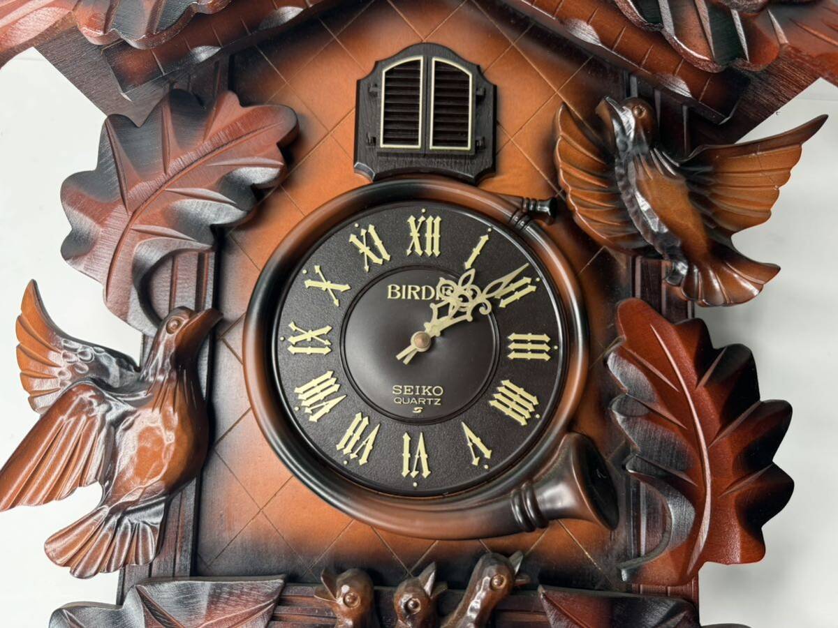 SEIKO セイコー BIRDIE PB305B 鳩時計 からくり時計 振り子時計 壁掛け時計 掛時計 昭和レトロ a295の画像2