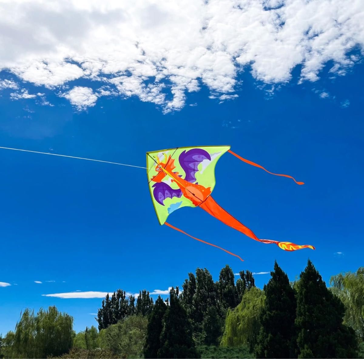 emma kites 152cm 可愛いマーメイド ドラゴン 三角凧 カイト 100M凧糸とハンドルセット 収納バッグ付き