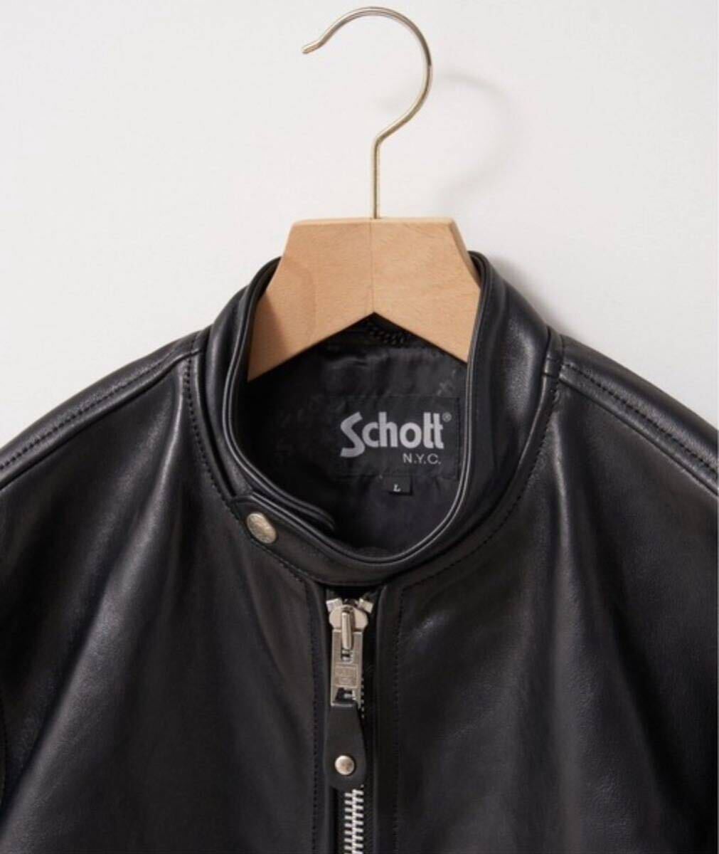 【極美品】Schott シングルライダースジャケット Mサイズ/ ショット 2023年購入 本革 ブラック 黒 シープスキン 70年代風 レザージャケット_画像4