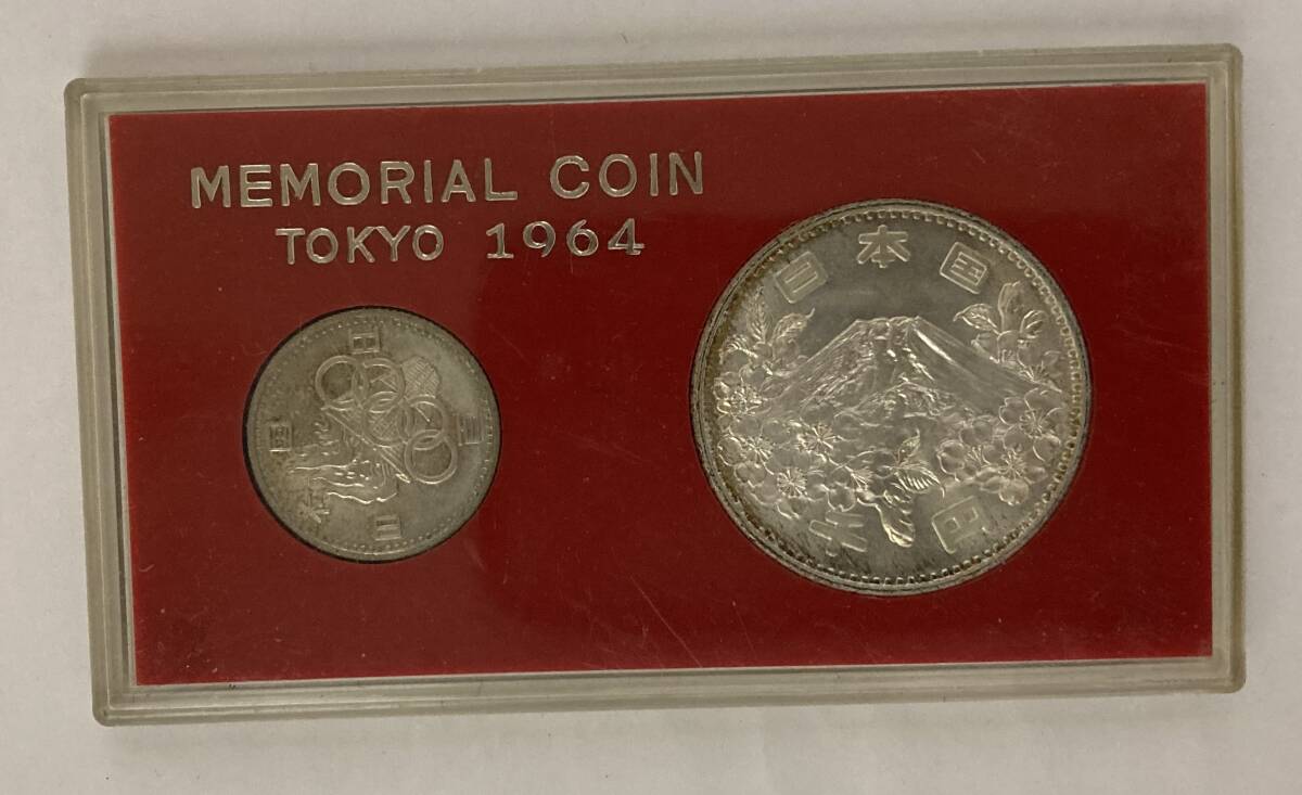 計2枚 東京オリンピック記念 1000円銀貨 100円銀貨 昭和39年 1964年 記念硬貨 東京五輪 MEMORIAL COIN TOKYO 1964 2枚まとめ_画像2