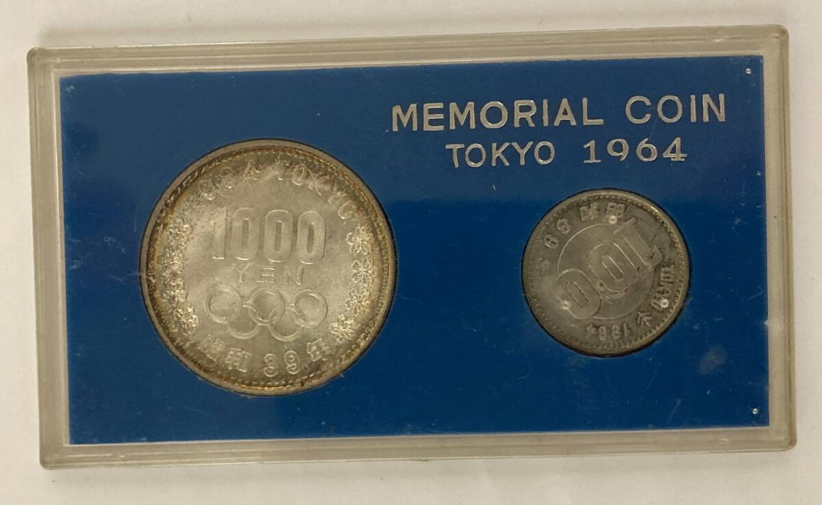 計2枚 東京オリンピック記念 1000円銀貨 100円銀貨 昭和39年 1964年 記念硬貨 東京五輪 MEMORIAL COIN TOKYO 1964 2枚まとめの画像1