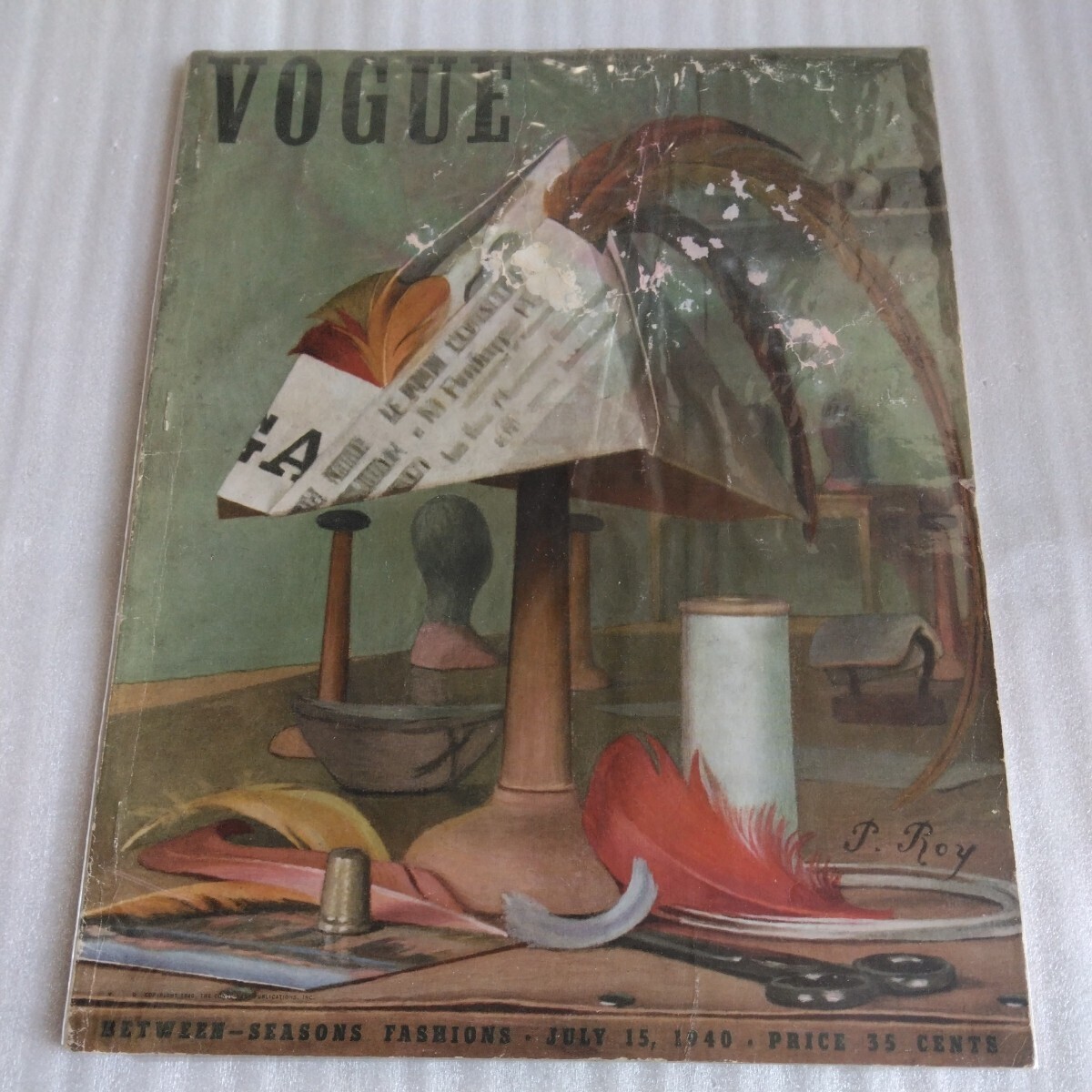 ジャンク品 VOGUE ヴォーグ 1940年 July 15 トニー・フリッセル ホルスト ヴィンテージ アメリカ ファッション雑誌の画像1
