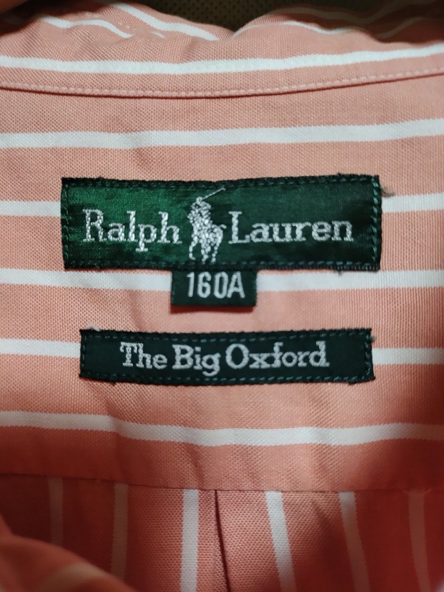 特価品 POLO RALPH LAUREN ポロラルフローレン ボタンダウンストライプシャツ、160size    色オレンジ 