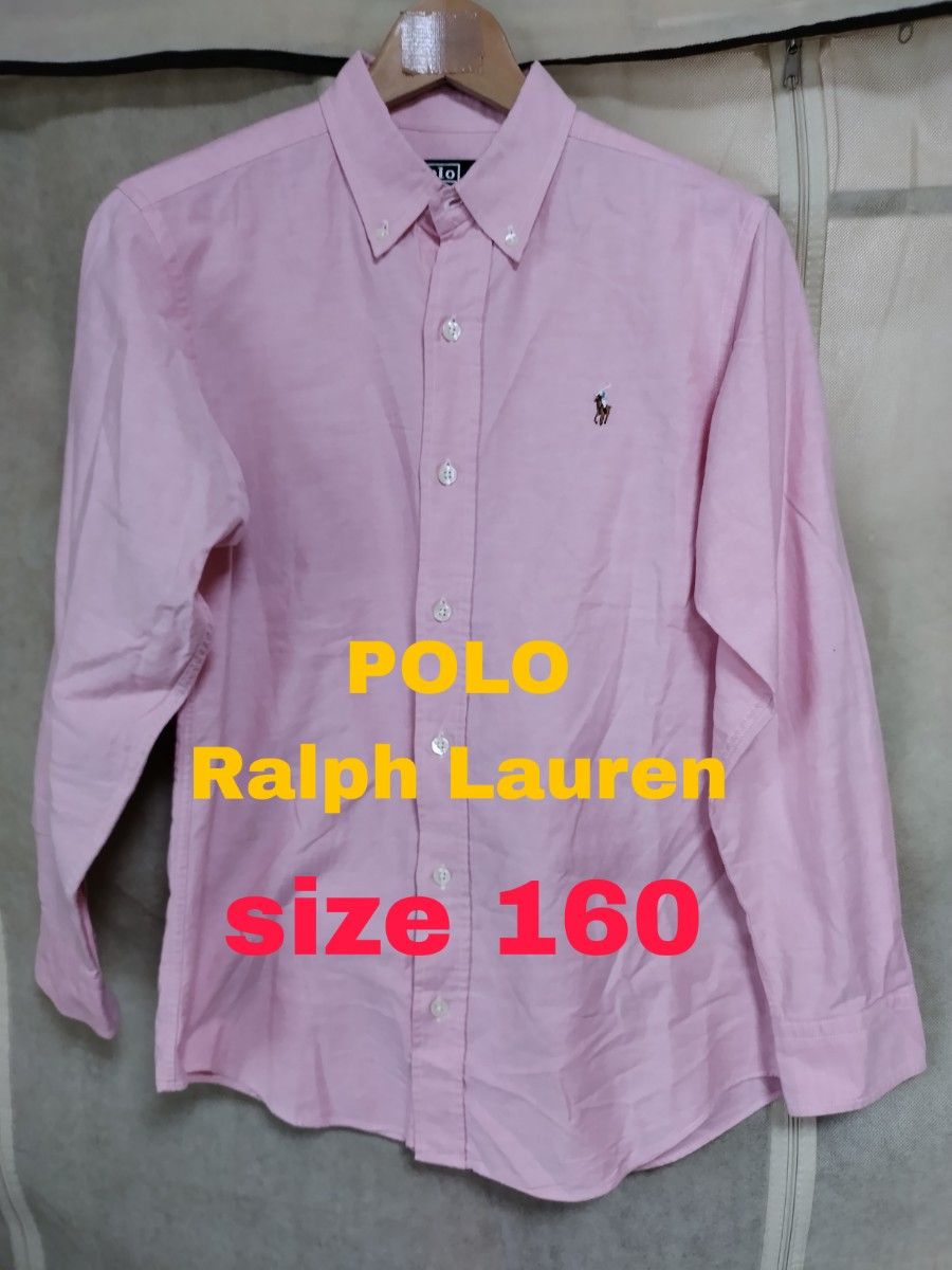 値引き可能！POLO RALPH LAUREN ポロラルフローレン ボタンダウン長袖シャツ  色ピンク size160  No2