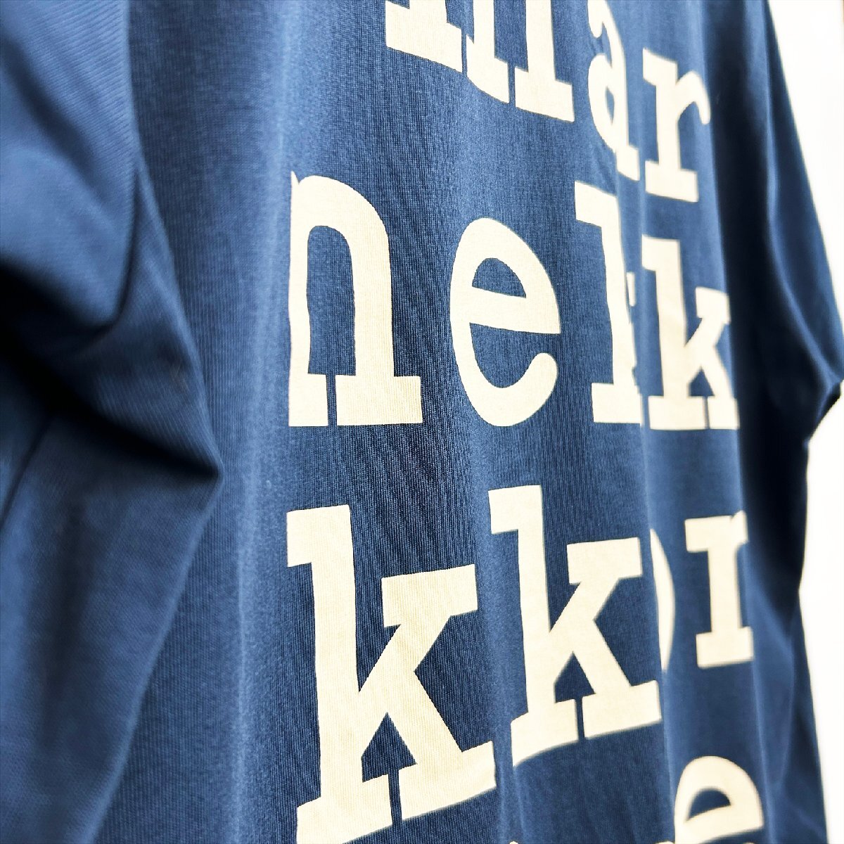 marimekko マリメッコ Liuske Logo Tシャツ 日本限定 ネイビー ロゴ 紺 サイズL Is4-4_画像4