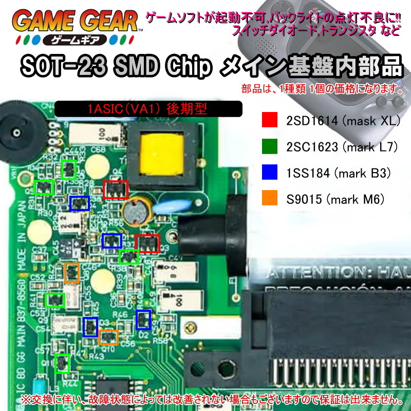 *1203C【修理部品】ゲームギア GG SOT23 SMD Chip メイン基盤内部品(5個) / スイッチダイオード,トランジスタ_画像1