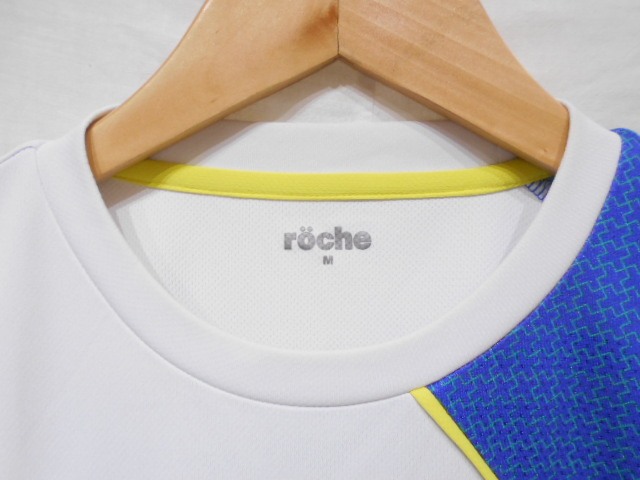 ROCHE ローチェ 半袖 ドライ Tシャツ テニス ウェア ホワイト Mサイズ ワンポイント_画像3
