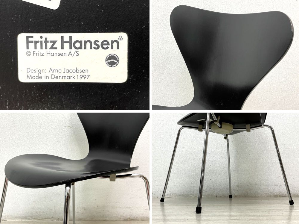 ● フリッツハンセン Fritz Hansen セブンチェア ブラックラッカー アルネ・ヤコブセン Arne Jacobsen デンマーク 北欧家具 G_画像7