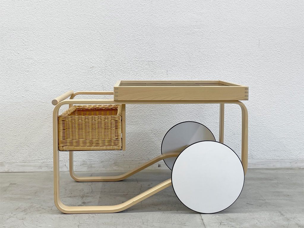 〓 アルテック artek ティートローリー900 TEA TROLLEY 900 セラミックタイル バスケット バーチ材 アルヴァ・アアルト フィンランド 北欧_画像2