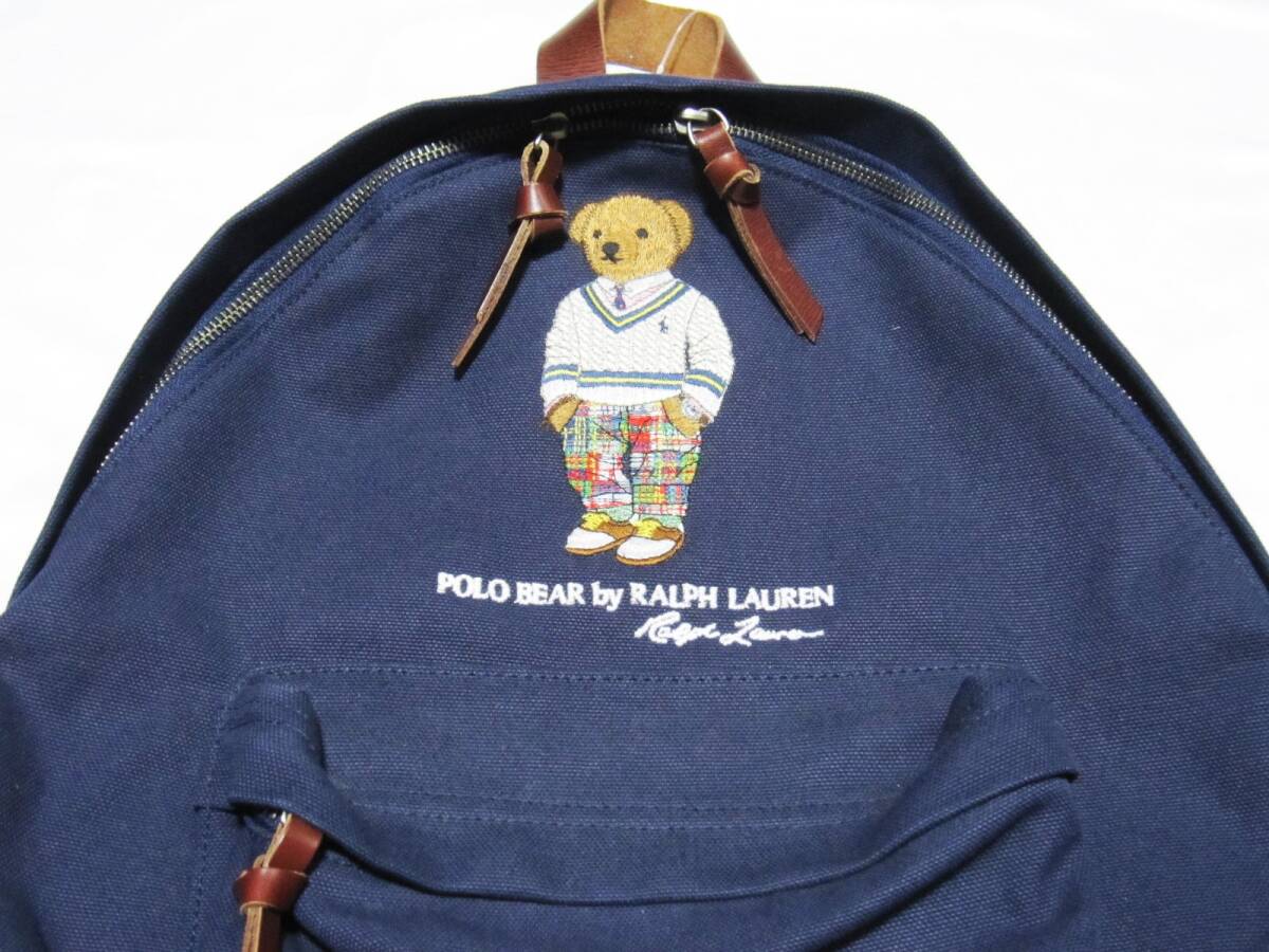 新品 POLO RALPH LAUREN 国内正規店品 ポロ ラルフローレン ネイビー 紺 ポロベア キャンバス バックパック リュックサックの画像2