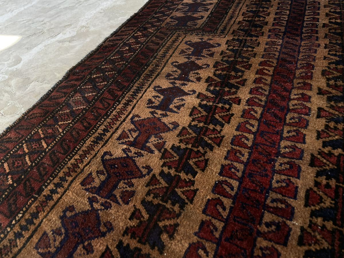 ￥25,000→￥16,000 スペシャル価格 124×85cm 手織り 絨毯 カーペット ヴィンテージ ラグ ペルシャ絨毯 アウトレットの画像4