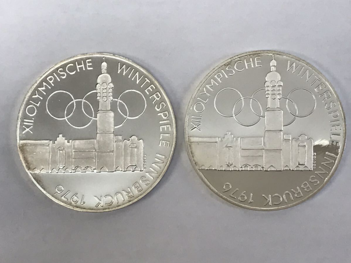 1円スタート 美品 1976年 オーストリア インスブルック冬季オリンピック 100シリング銀貨×2枚 オリンピック記念銀貨 プルーフの画像2