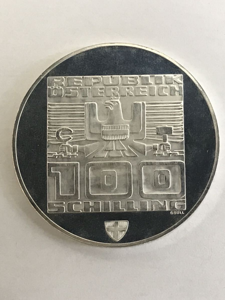 1円スタート 美品 1976年 オーストリア インスブルック冬季オリンピック 100シリング銀貨×2枚 オリンピック記念銀貨 プルーフの画像5