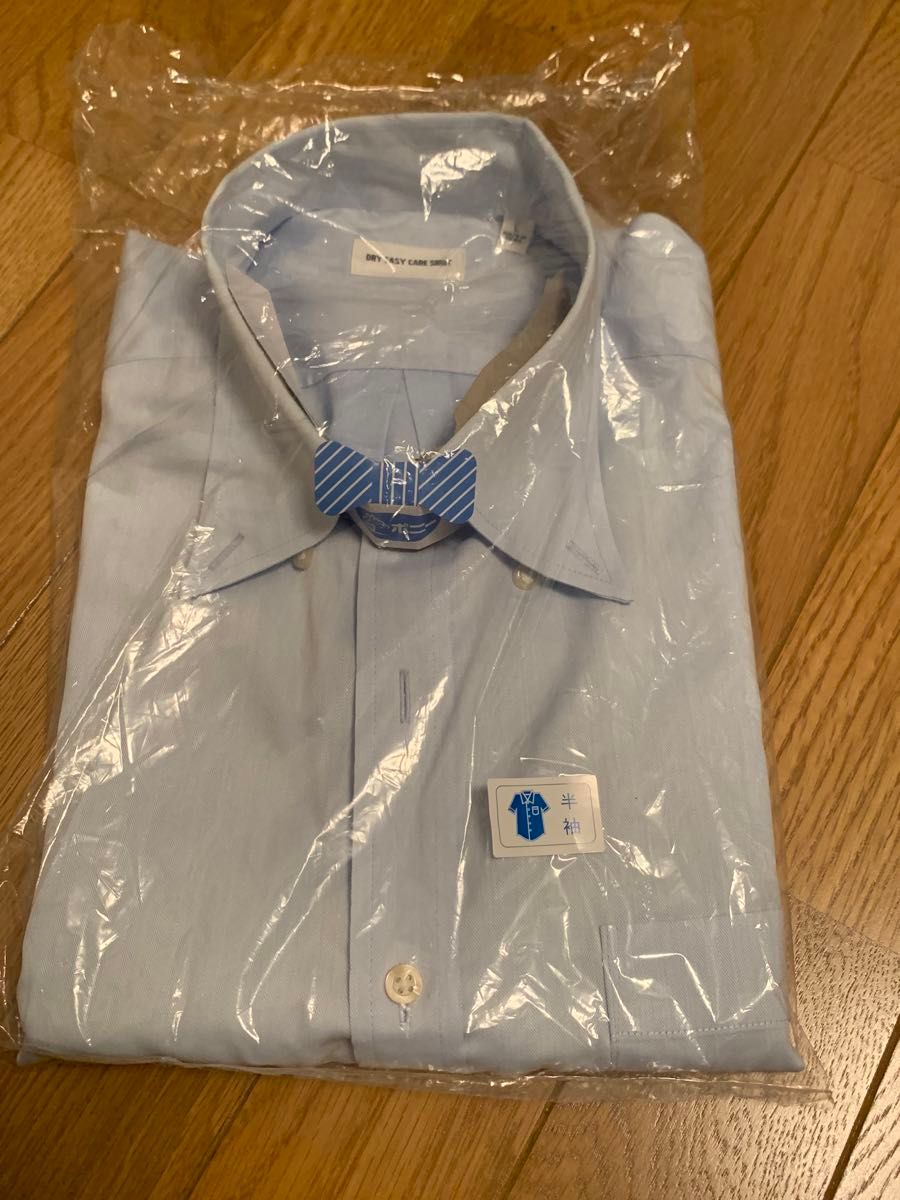 DRY  EASY CARE SHIRT  ビジネス用　メンズワイシャツ　Lサイズ　半袖　ボタンダウン