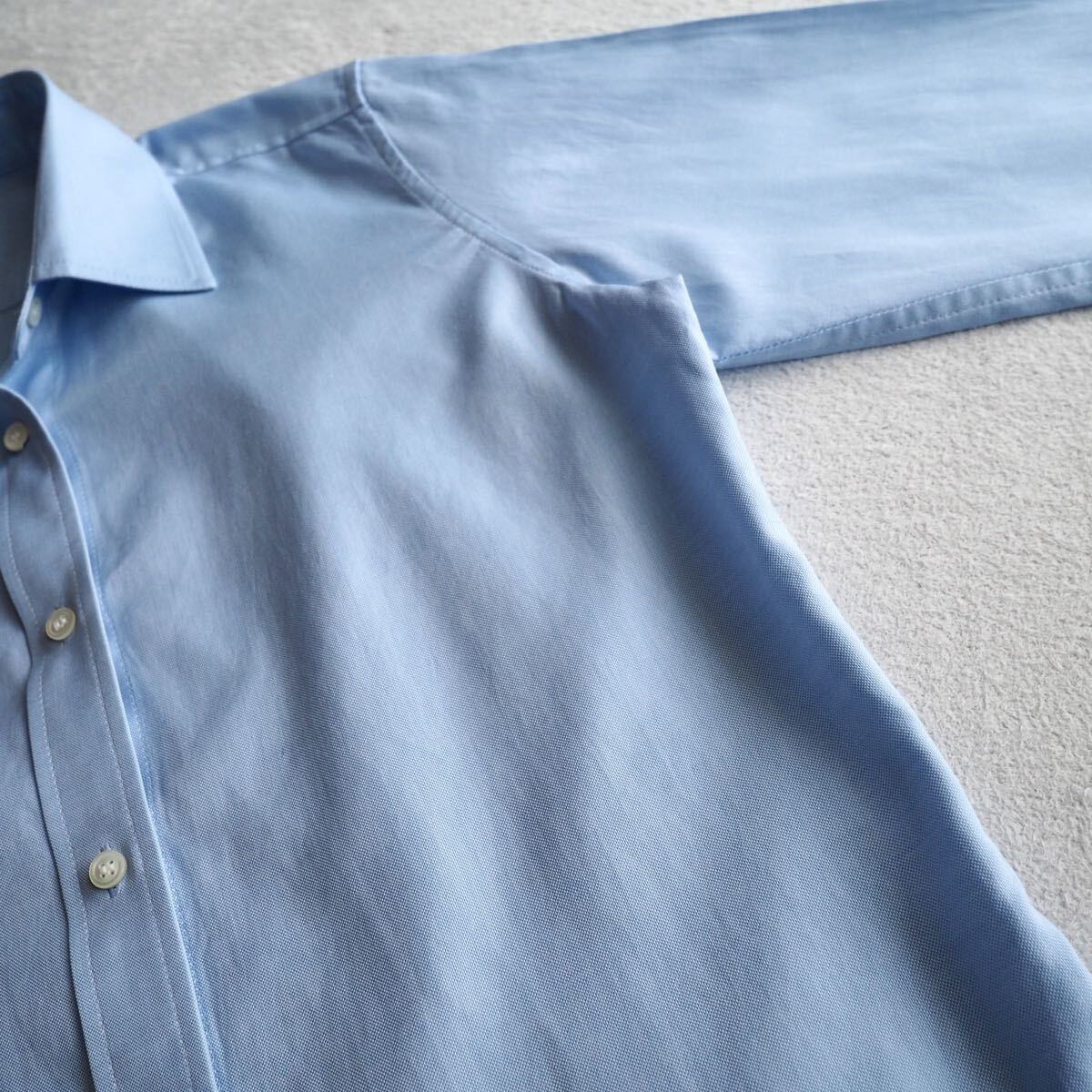 23区 canclini カンクリーニ ベーシックシャツ コットンシャツ 長袖シャツ サックスブルー ライトブルー 青系 水色 38サイズの画像5