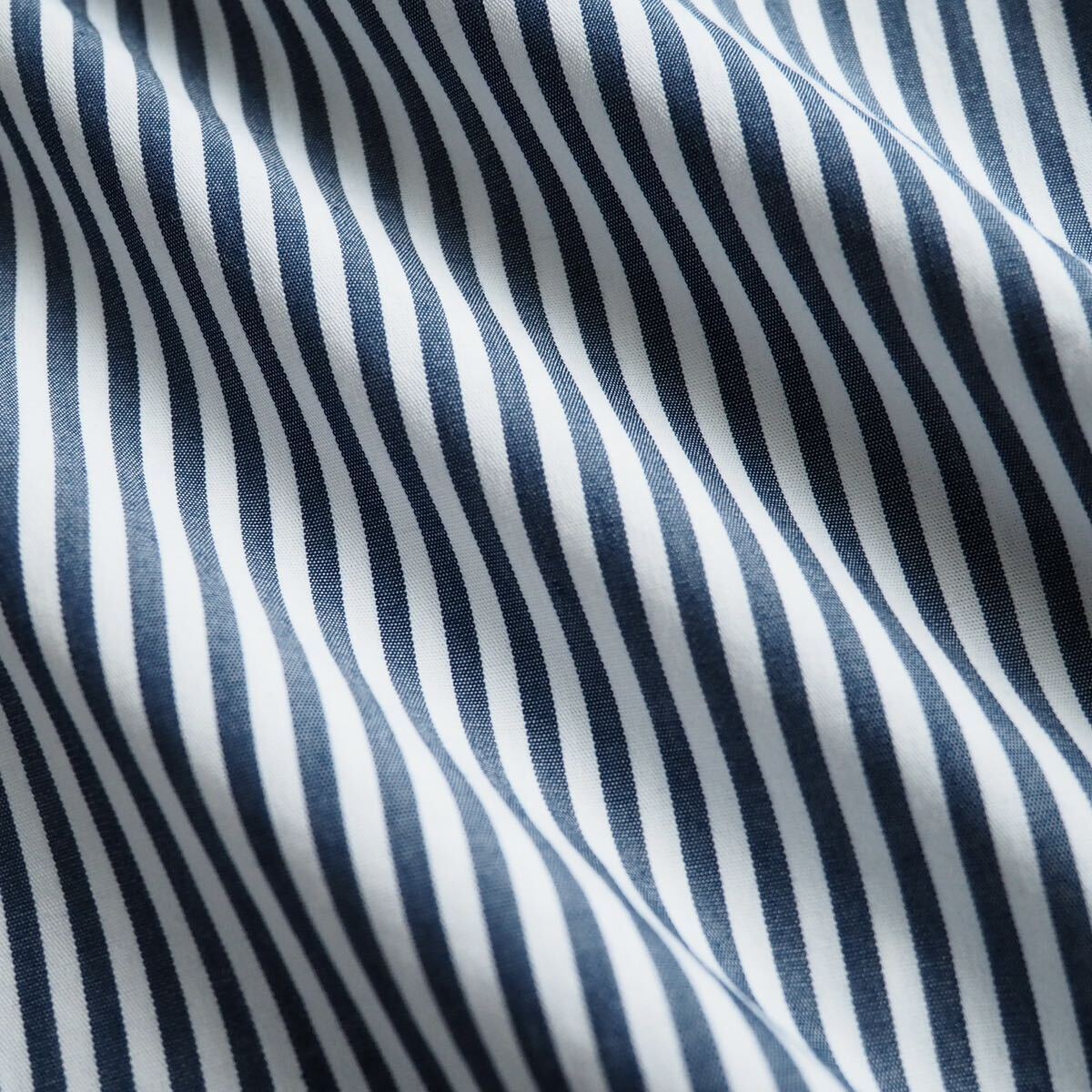 SETTO セット OKKAKE SHIRT オッカケシャツ ストライプシャツ スタンドカラー コットン ショート丈 クロップドシャツ 日本製 ネイビー 紺_画像10