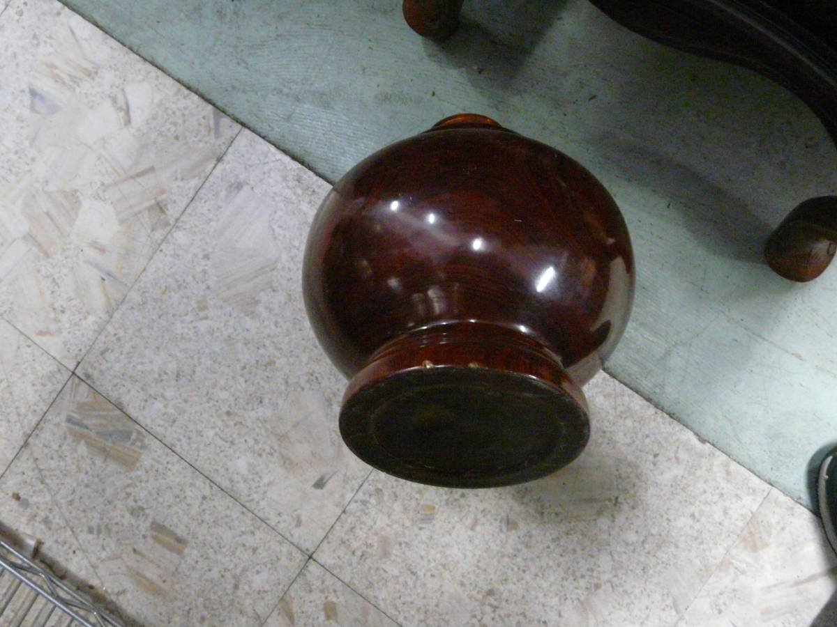 z108くりぬき花瓶、木製、剥く材加工、重いです、_画像6