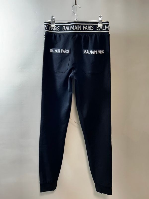 HH0015★10 高級 美品 BALMAIN バルマン ロゴ セットアップ 半袖 カットソー Tシャツ バイカー スウエット パンツ 白黒 サイズXS ZIP men's_画像6