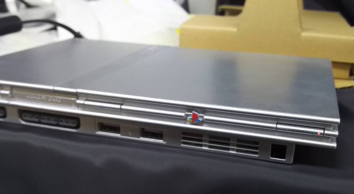 ジャンク SONY PlayStation2 PS2本体 コントローラー 元箱 薄型 SCPH-77000ss サテンシルバー プレステ2_画像2