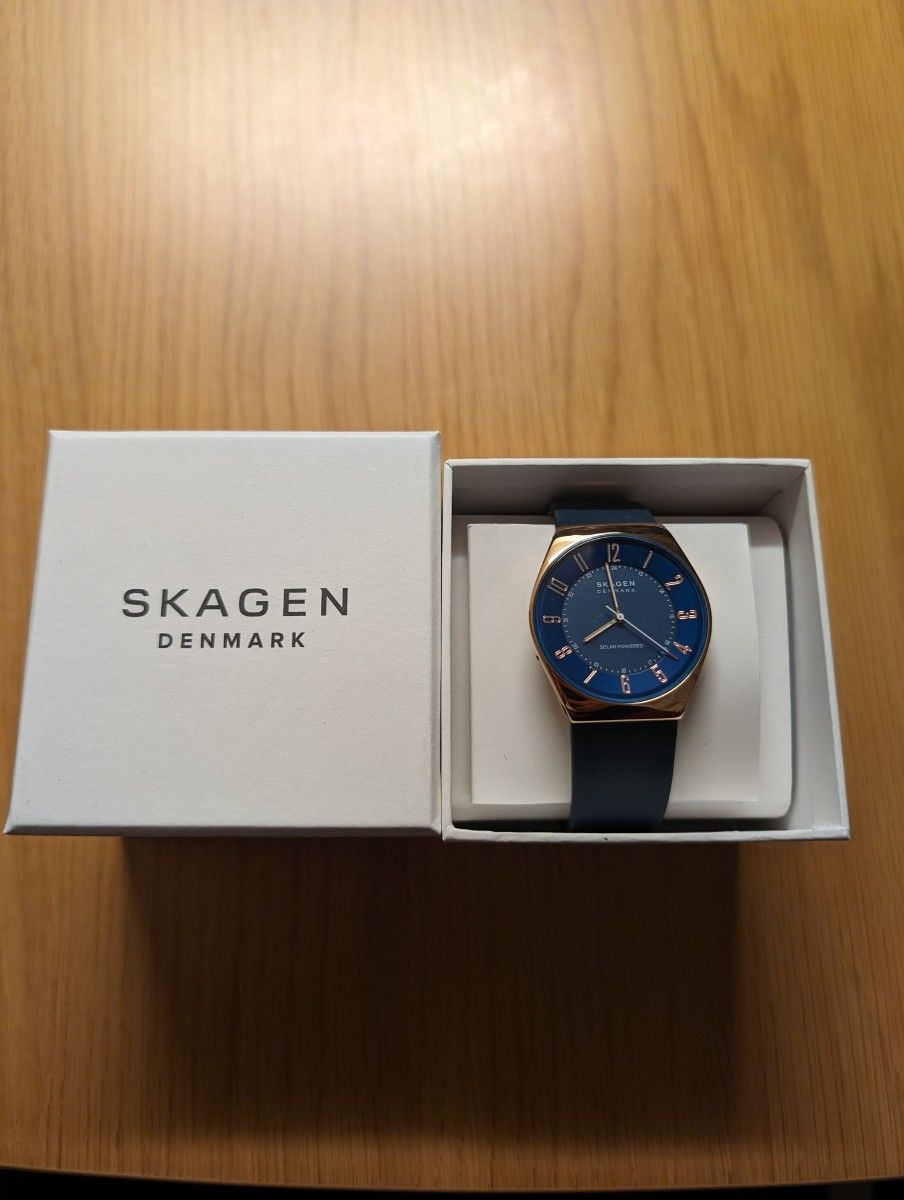 SKAGEN  GRENEN ソーラー オーシャンブルー レザーウォッチ SKW6834