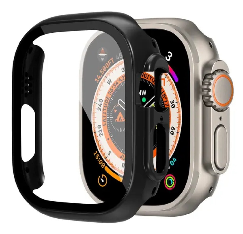 Apple Watch Ultra 画面 保護カバー バンド ベルト ブラック 49mm_画像1