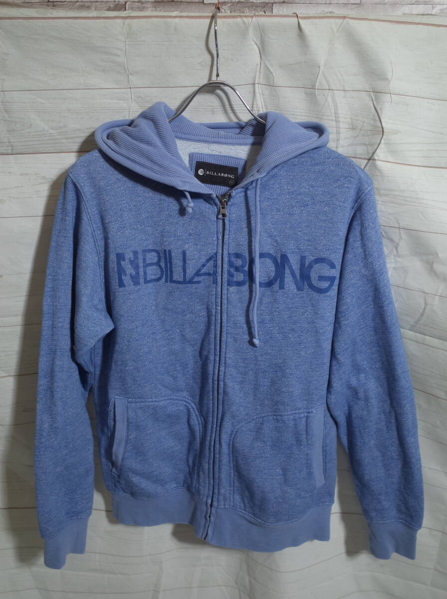 メンズ pj791 BILLABONG ビラボン ロゴ プリント ジップアップ スウェット パーカー M ブルー 青の画像1