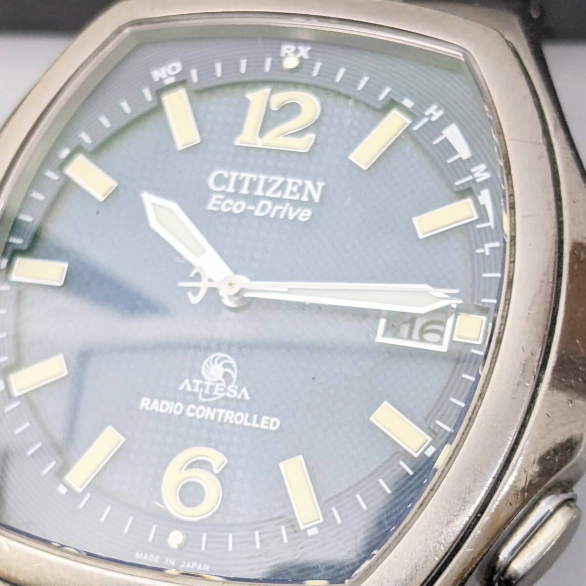 【2086.01】CITIZEN シチズン 時計 Eco-Drive エコドライブ ATTESA シルバー H411-T006736 DURATECT ブルー文字盤 RADIO CONTRLLED デイトの画像7