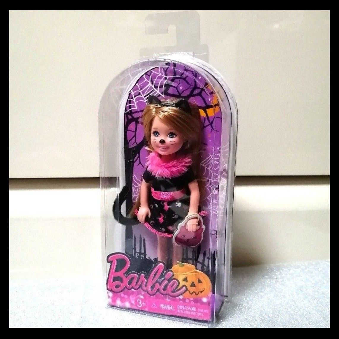 【値下げ不可】バービー 妹 チェルシー コスプレ ハロウィーン ハロウィン 猫 ドール 人形 Barbie 壁掛け パッケージ m
