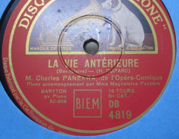 12inSP・フランス盤・シャルル パンゼラCHARLES PANZERA バリトン・旅へのいざないL'invitation au voyage/前世 La Vie anterieure・240459の画像4
