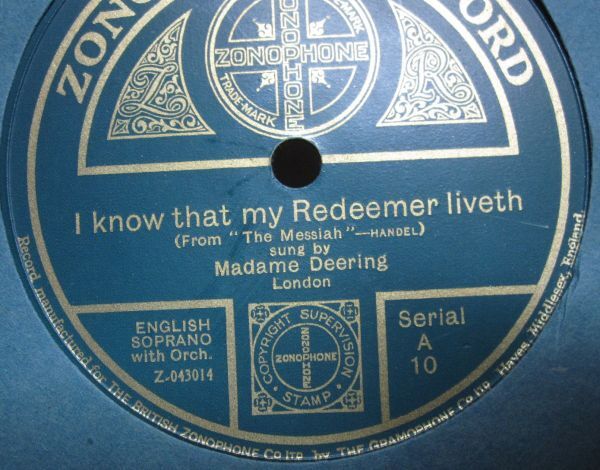 12inSP・英国盤・マダム ディアリングMadame Deering・ヘンデル,メサイアI know that my Redeemer liveth/ハイドンWith Verdure Clad・A-48の画像4
