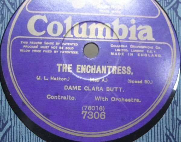 12inSP・英国盤・デイム クララ バットDame Clara Butt・The Enchantress(J. L. Hatton)/Three Fishers went sailing(John Hullah)・240452の画像3