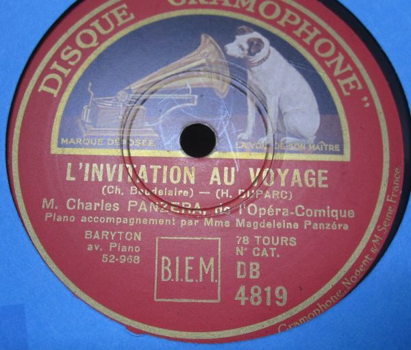 12inSP・フランス盤・シャルル パンゼラCHARLES PANZERA バリトン・旅へのいざないL'invitation au voyage/前世 La Vie anterieure・240459の画像3