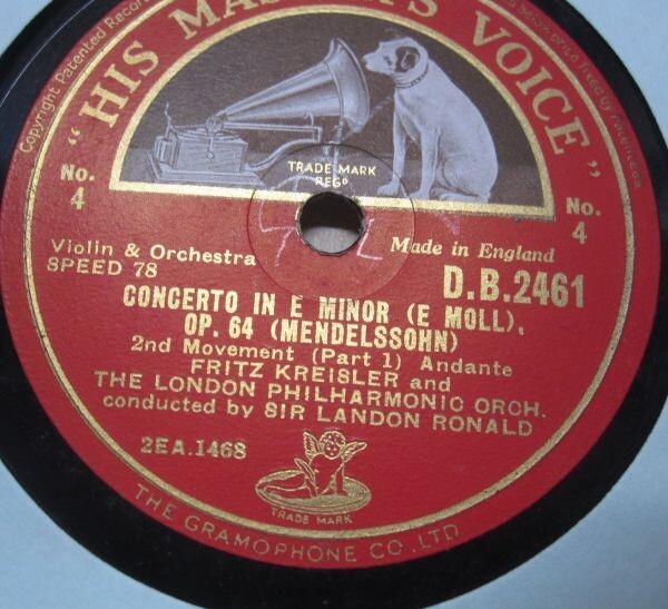 12in英国盤・フリッツクライスラーFritz Kreisler ランドンロナルド指揮 London phil・バイオリン協奏曲 (メンデルスゾーン) 3枚組・240476の画像5