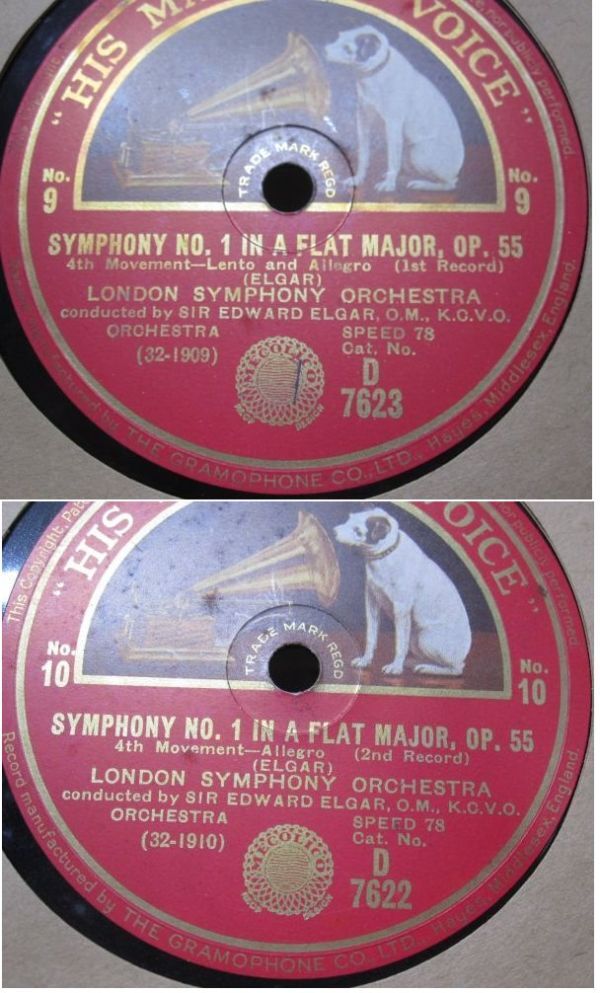 12インチSP・英国盤HMV・男爵エドワード エルガー作曲指揮;ロンドン交響楽団・交響曲第1番変イ長調 作品55 /5月の歌・6枚組・A-64/65の画像6