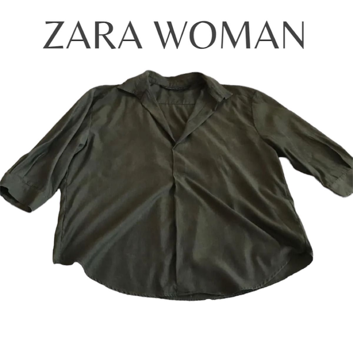 ZARA  WOMAN ザラ　ブラウス　七分袖　カーキ　レディース　Sサイズ シャツ トップス