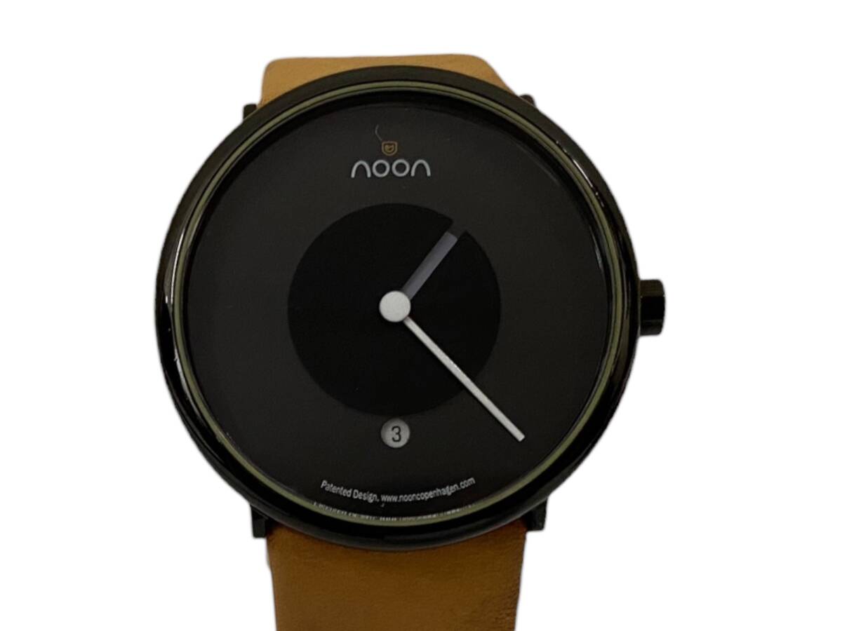 NOON (n-n) wristwatch list watch leather strap tea × black band deterioration 49-006-286 Brown black men's /078