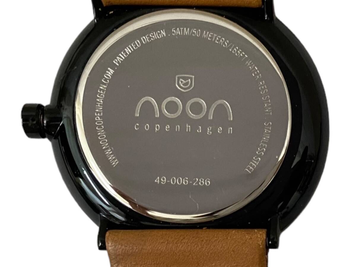 NOON (n-n) wristwatch list watch leather strap tea × black band deterioration 49-006-286 Brown black men's /078