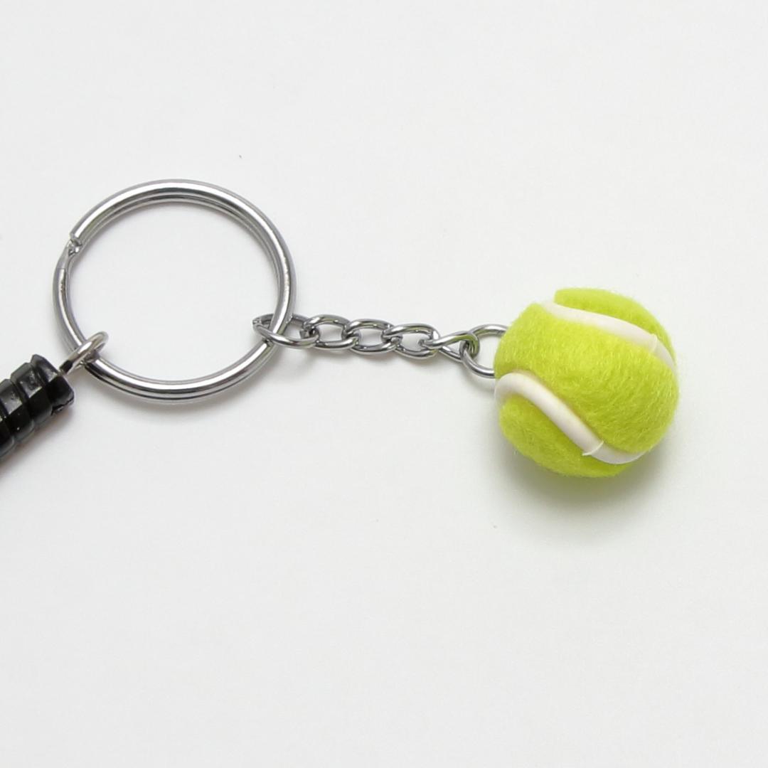 ミニチュア・テニスボールとラケットのキーホルダー　３点セット_画像5