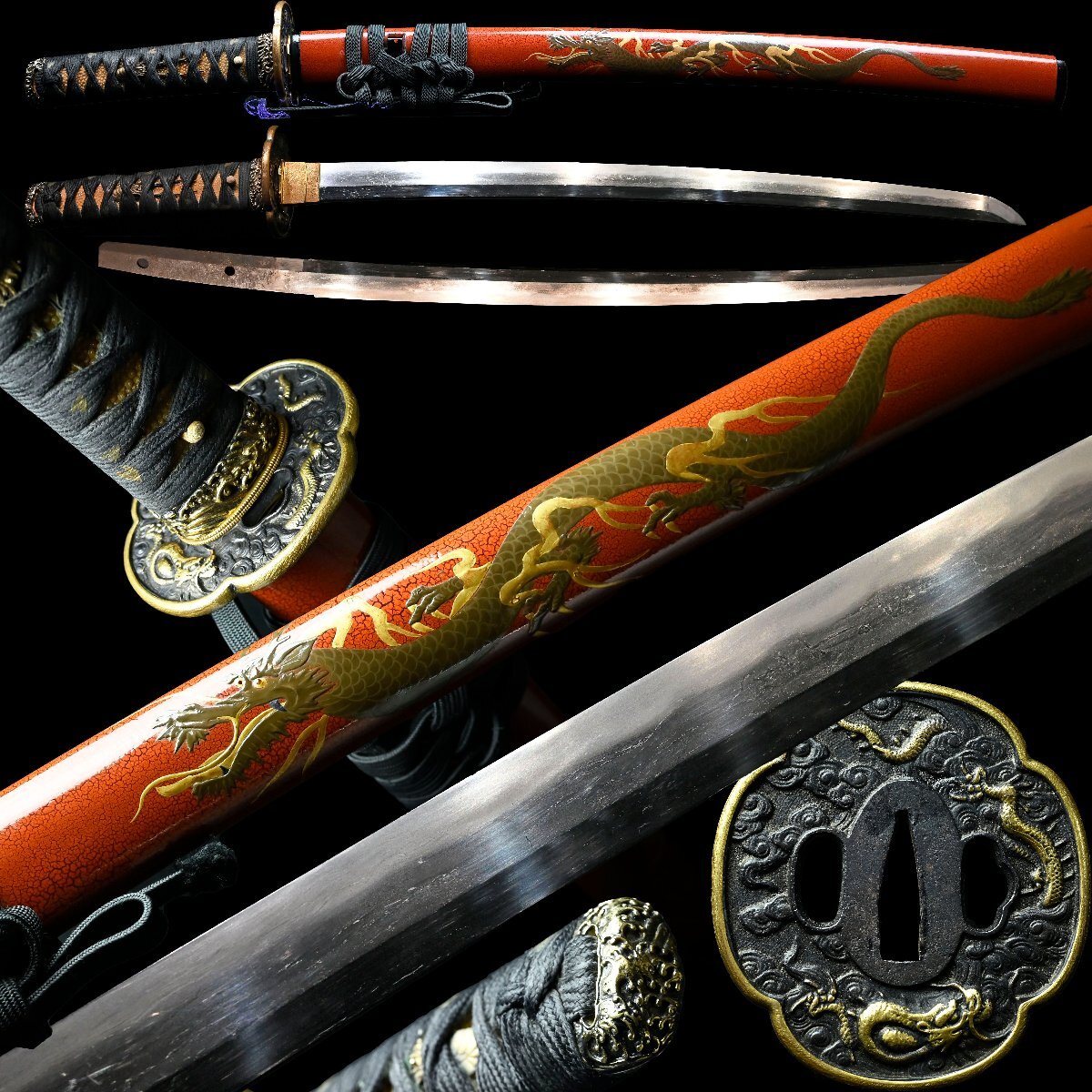 [.] top class era masterpiece exterior dragon map . paint scabbard . dragon map gold . wheel guard on sword wave map . head Ise city sea . eyes . exterior .. small disorder blade [HD25oIs]