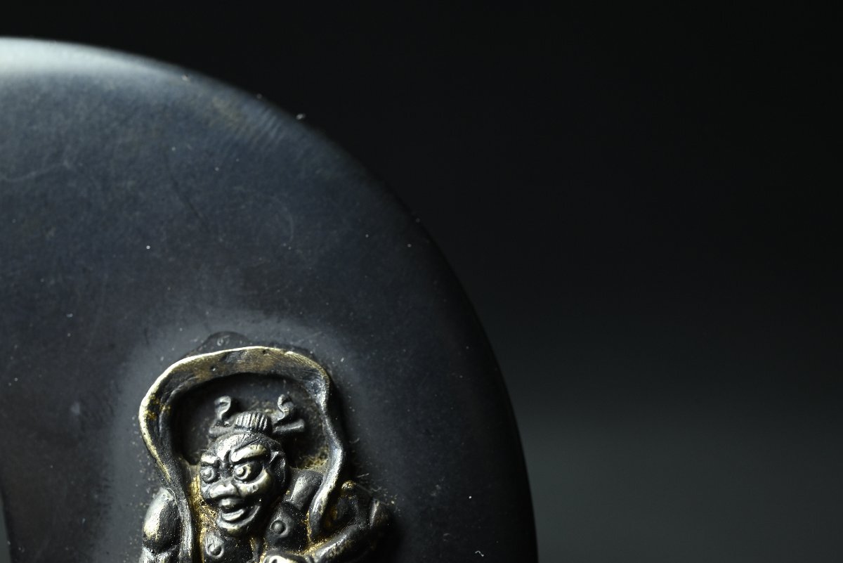 【昊】時代 刀装具 金剛力士 仁王像 赤銅金象嵌鍔 八幡大菩薩[KC37Ui]の画像4
